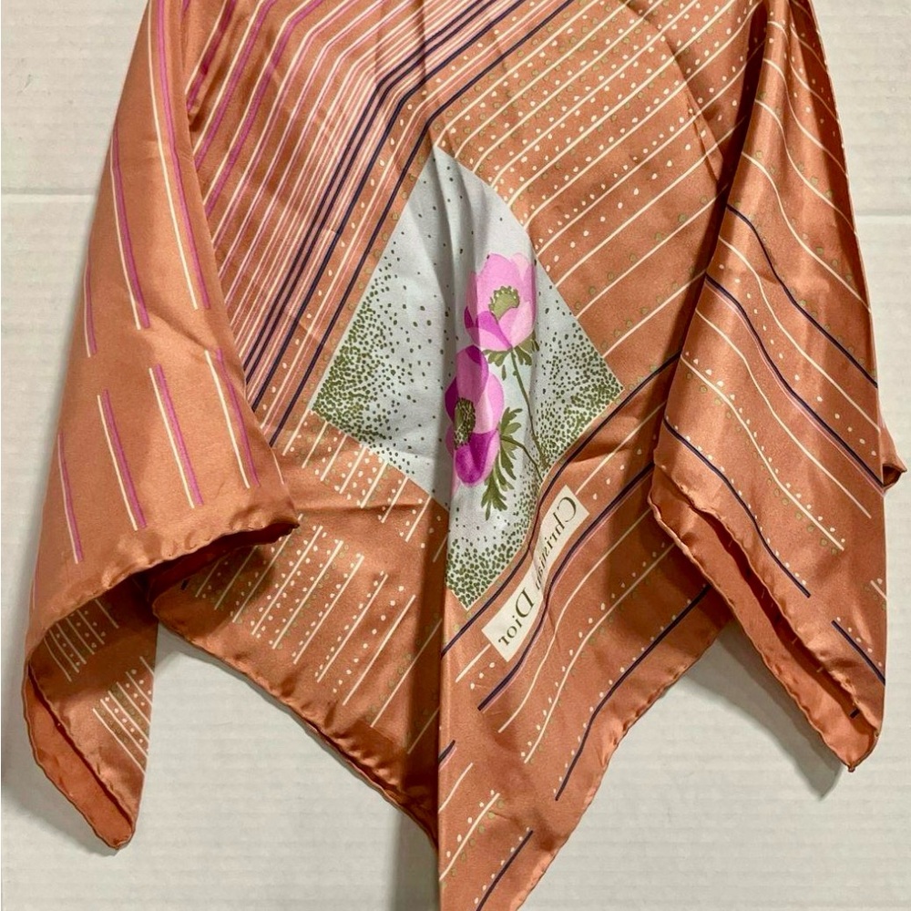 Beautiful Christian Dior Silk Hand Rolled Stitch Scarf * - Picture 6 of 8